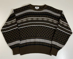 Vintage Sears Men’s Store Geometric Sweater Sz M Dad Grandpa Grunge Skiing 80s - Picture 1 of 10