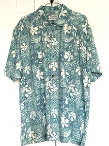 Tommy Bahama ISLAND ZONE Shirt Men's XL Hawaiian Floral Gorgeous Green Silk/Poly - Picture 1 of 9
