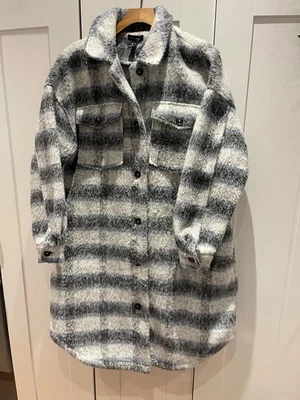 New Look Ladies Coat Grey & Blue Oversized Shacket Size 16 - Image 1 of 4