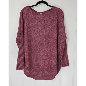 Sundance Valeria Sweater Burgundy Pink Side Slit Round Hem Cotton Blend Sz XL - Picture 1 of 8