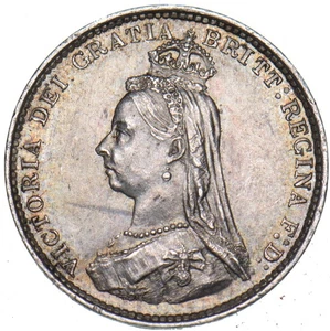 1887 Threepence - Victoria British Silver Coin - Very Nice - Picture 1 of 2