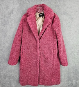 J Crew Damen Teddy Sherpa Top Mantel S Rosa Einreiher Druckknopf Polyester - Bild 1 von 23