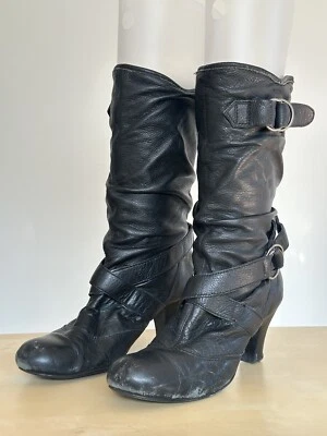 BAKERS Sadie Black Leather Mid-Calf Slouch Boots Women's Size 10 B - Image 1 of 4