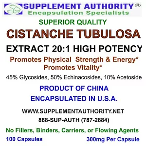 Cápsulas en polvo de extracto de tubulosa (tallo) de cistanche ¡SIN RELLENOS! ¡Nuevo y súper fresco! - Imagen 1 de 1