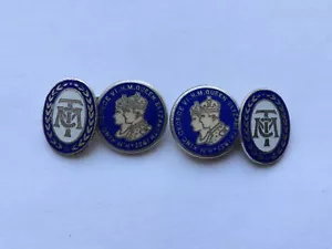 SCARCE H.M.KING GEORGE VI.H.M.QUEEN ELIZABETH 1937 CORONATION ENAMEL CUFFLINKS - Picture 1 of 2