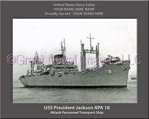 USS President Jackson APA 18 Personalized Canvas Ship Photo Print Navy Veteran - Picture 1 of 1