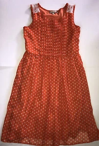 Speechless Dress Girls Size 16 Orange White Polka Dot Lace Back Midi Retro Party - Picture 1 of 12