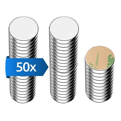 Neodym Klebe-Magnete 50x selbstklebend Magnet Scheibe stark rund klein 8x1mm - Bild 1 von 4