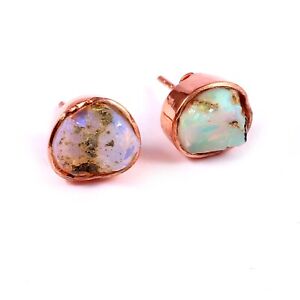 Opal Rough Earrings Rose Gold Handmade Earrings Unique Design Jewelry Rose Gold