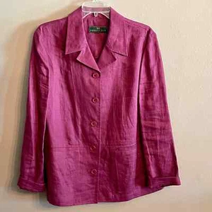Embassy Row 100% Pure Linen Red Wine Blazer Size 12 S1142-01 - Picture 1 of 8