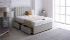 PLUSH VELVET DIVAN BED SET WITH PANELLED HEADBOARD 4FT SMALL DOUBLE