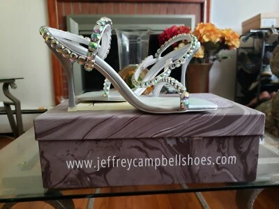 Tacones Jeffrey Campbell Anthropologie Saints plata piedras preciosas cristal tiras talla 9 Foto 1 de 4
