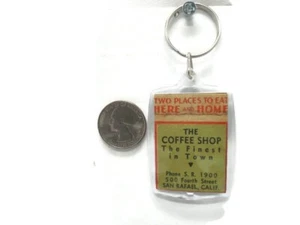 Llavero vintage reutilizado cubierta de cerilla The Coffee Shop San Rafael California  - Imagen 1 de 2