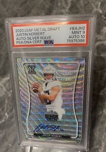 2020 Justin Herbert Silver Wave Auto PSA 10/9  Autographed Rookie Card serial/50