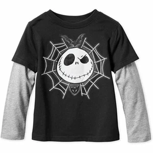 Disney Nightmare Before Christmas Jack Skellington Layered LS T-Shirt Boy's 9/10 - Picture 1 of 10