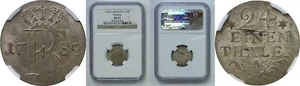 1782 A Germany Prussia 1/24th Thaler Friedrich II (The Great) KM# 296 NGC MS 63 - Picture 1 of 5