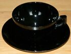 Black Amethyst Onyx Glass Coffee Cup & Saucer ~Unmarked