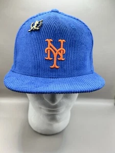 New Era New York Mets Letterman Pin Corduroy 59Fifty Men's Fitted Hat Royal Blue - Picture 1 of 9
