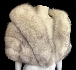 Norweger Fuchspelz Stola, elfenbein blond braun Hochzeit Braut Schal, Vintage Cape - Bild 1 von 8