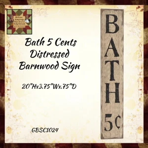 Bath 5 Cents Distressed Barnwood Sign - Picture 1 of 4