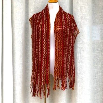 Missoni Rojo Tejido Lentejuelas Cálido Bufanda Foto 1 de 4