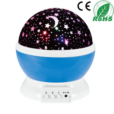 LED USB Night Light Baby Kids Moon Star Sky Projector Lamp Rotating Cosmos Gift - Image 1 of 4