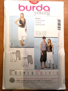 BURDA Young 7546 Sizes US XS-XL Unisex Loose Fitting Pants Uncut - Picture 1 of 3