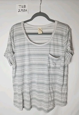 Faded Glory серый в полоску футболка с карманом женщин плюс размер XXL (20) - Изображение 1 из 4