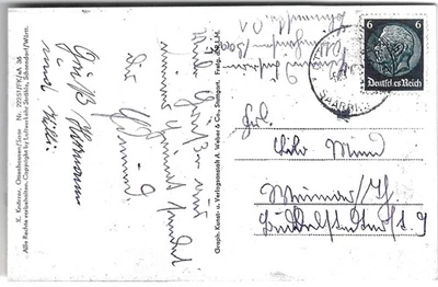 WW2 WWII German Third Reich used postcard treudeutsche gruesse von der Saar - Image 1 of 2