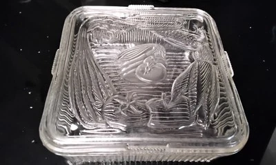 Vintage Federal Glass Square Refrigerator  Dish W/ Lid - Circa  1950's - Image 1 of 4