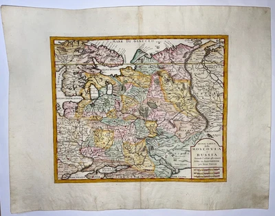 RUSIA MOSCOVIA 1734 ISAAK TIRION MAPA ANTIGUO GRANDE INUSUAL EDICIÓN ITALIANA Foto 1 de 4