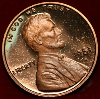 Uncirculated Red Proof 1981-S Type 2 San Francisco Mint Lincoln Memorial Cent - Image 1 of 2