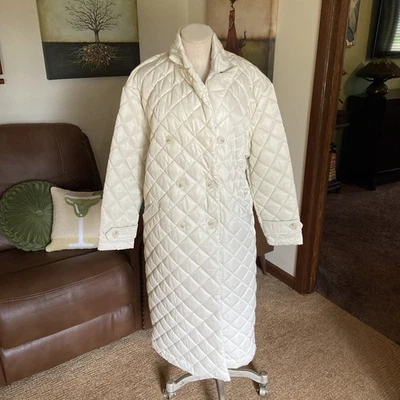 NWT Rebecca Minkoff Women's Double Breasted Quilted Long White Coat Size Large - Image 1 of 4