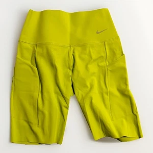 NWT Women’s Nike Universa High Waisted Neon Green Bike Shorts DQ5889-308 - Picture 1 of 3