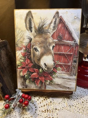 Christmas Farm, Barn Animals, Donkey #1, Handcrafted Plaque / Sign - Image 1 of 3