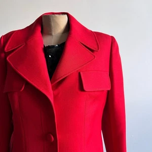 Klassisches Bill Blass Tailored Sakko M Rot 90er Luxus Wolle Twil - Bild 1 von 10