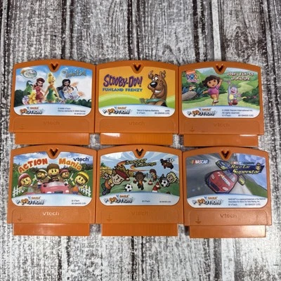 Lot Of 6 VTech V.Smile V.Motion Learning System Games Nascar Dora Scooby Doo - Image 1 of 4