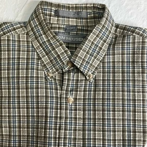 Van Heusen Mens Olive Green Plaid Button Dn Long Slv Shirt Size 15"Neck 31" Slv - Picture 1 of 5