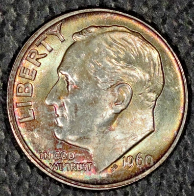 1960 Roosevelt dime, Choice BU FB, Pretty Toning - Image 1 of 2