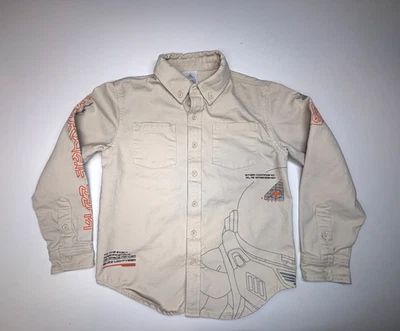 Disney Buzz Lightyear Shirt Boys 7/8 Beige Button Up Long Sleeve Toy Story - Image 1 of 4