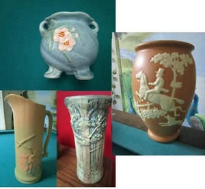 "Weller" Pottery 1920s Pitcher Vase Wild Rose - Chase - Forest Pick 1 - Picture 1 of 26