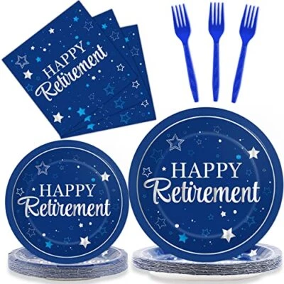 96Pcs Retirement Party Decorations supplies Happy Retirement Plates and Napki... - Image 1 of 4