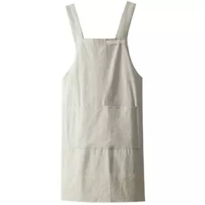 Women Japanese and Korean Simple Apron Denim Apron Cotton and Linen Apron - Picture 1 of 30