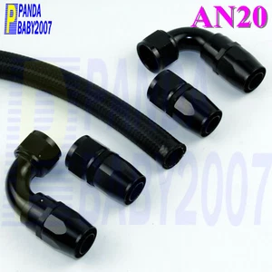 AN20 20AN -20 Straight Elbow 90DEG Adapter 10FEET Oil Hose End Fitting Line Kit - Picture 1 of 8