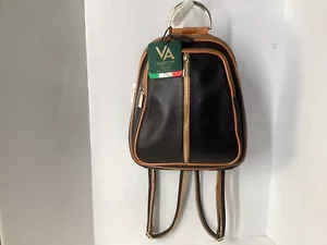 Valentina italienischer gewölbter Rucksack aus genarbtem Leder - wandelbar - schwarz/braun - neu - Bild 1 von 12