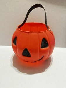 Vintage AJ Renzi Halloween Blow Mold Jack-o-Lantern Trick or Treat Bucket Witch - Picture 1 of 5