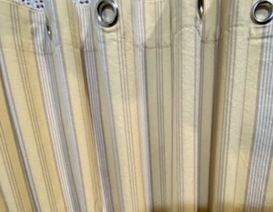 RESTORATION HARDWARE CABANA STRIPE SHOWER CURTAIN 100% Cotton Yellow Gray White - Picture 1 of 8
