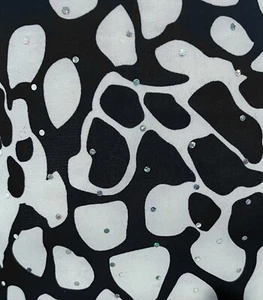 2.5 Yd White Black Multi Sequins Stretch Spandex Fabric 54” Width - Picture 1 of 6