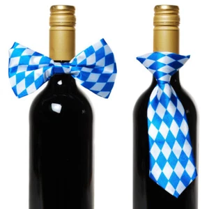 2er SET KRAWATTE &  FLIEGE BAYRISCH BLAU RAUTE DEKO - Bild 1 von 1