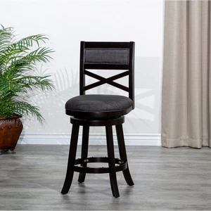 24" Counter Height Swivel Stool, Espresso Finish with Charcoal Fabric Seat - Picture 1 of 47